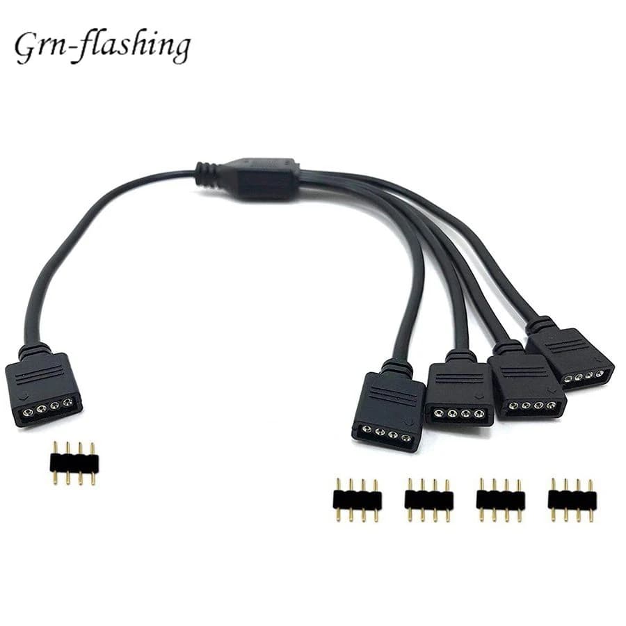 Connettore per nastro LED RGB a 4 pin da 1 a 1 2 3 4 5 Cavo sdoppiatore di alimentazione con ago a 4 pin Cavo connettore femmina per striscia LED RGB