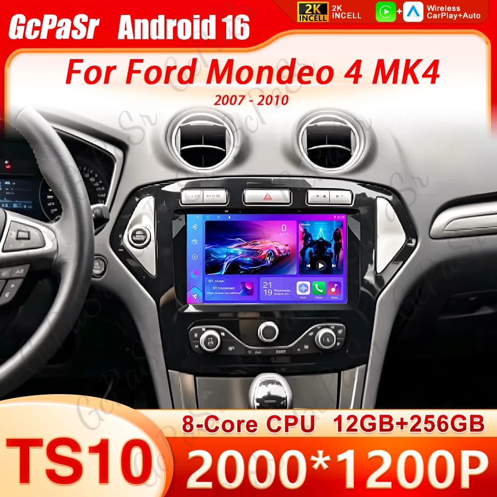 For Ford Mondeo 4 MK4 2007-2010 4G WIFI Car screen Android Auto Radio Carplay Navigation Multimedia Stereo Player 8 Core QLED