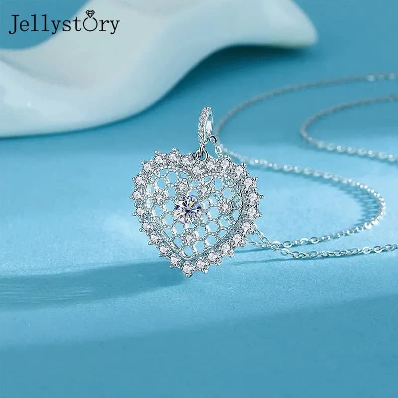 Dream Catcher Braided Heart Necklace Valentines Day Love Gift for Her 925 Silver Colorful Moissanite Light Luxury Jewelry