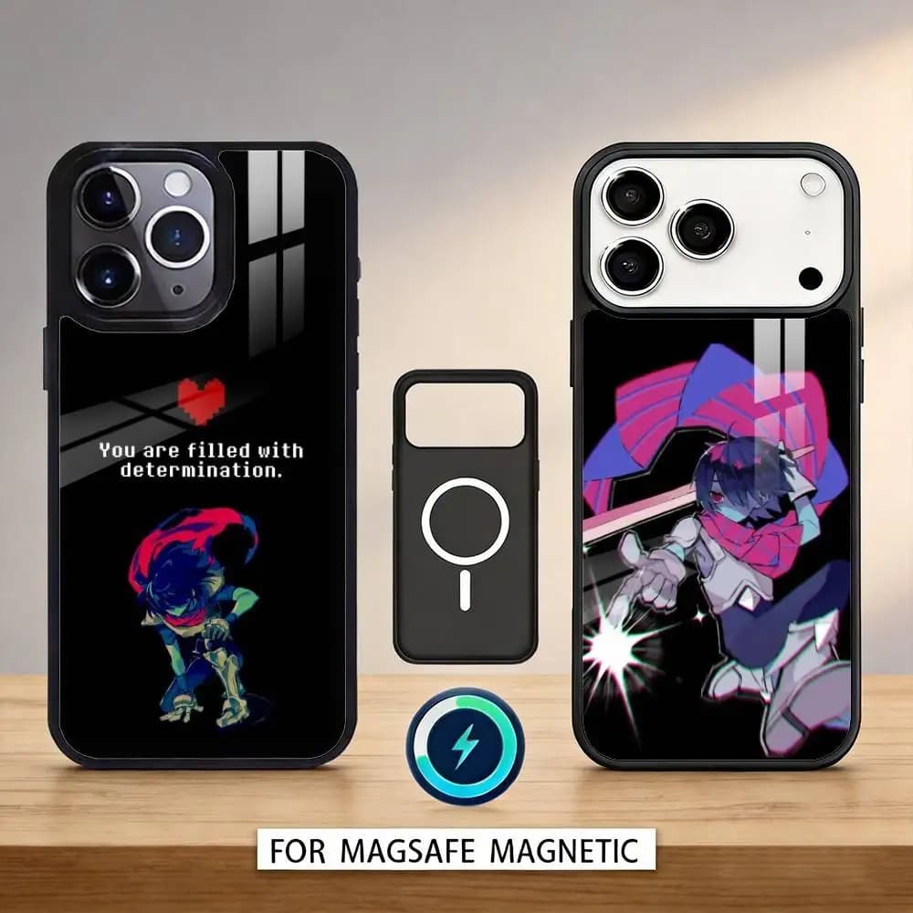 Custodia per telefono D-Deltarune Kris per iPhone 17, 16, 15, 14, 13, 12, Pro, Max con ricarica wireless magnetica MagSafe