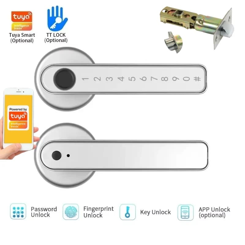 Tuya APP Sblocca serratura intelligente TTlock serratura elettronica impronta digitale biometrica password digitale chiave sblocco remoto serratura maniglia