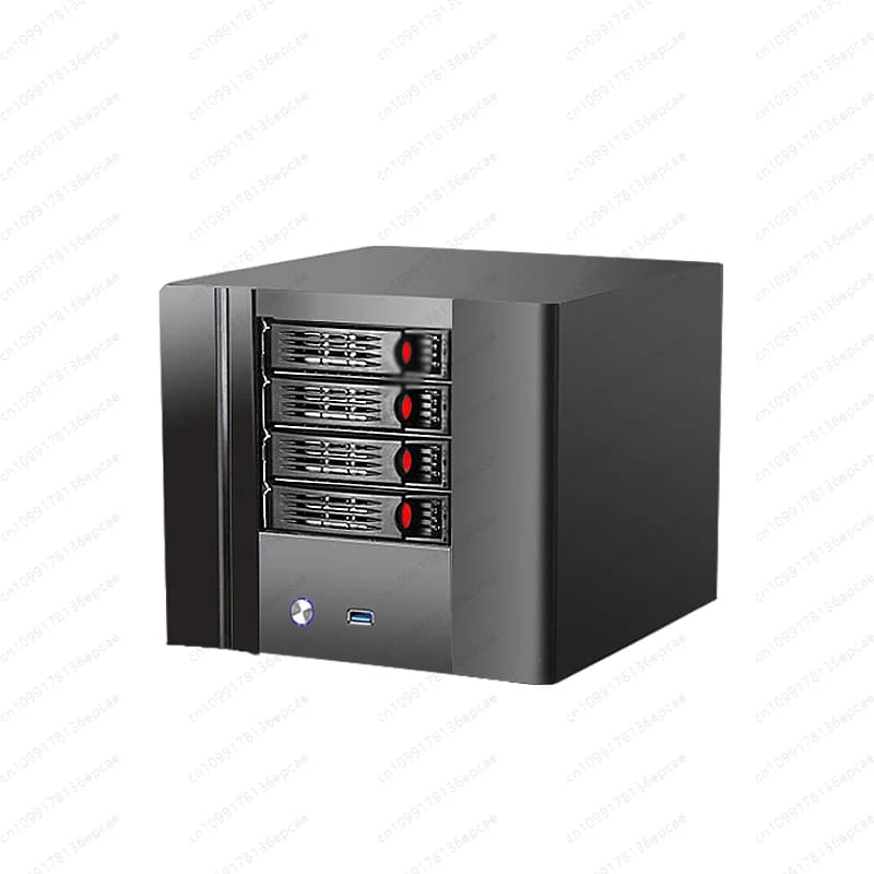 Telaio NAS Scatola disco rigido hot-swap a 4 bit Scheda principale itx Server di archiviazione di rete mini-nero su parete