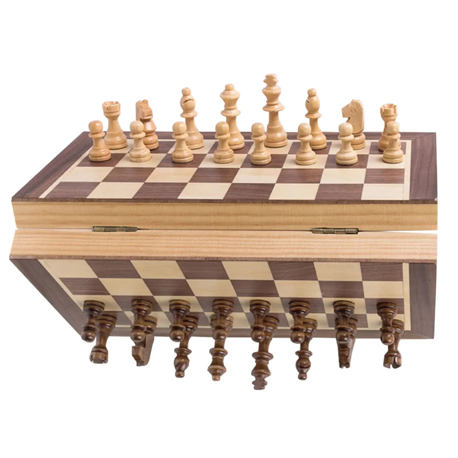 Set di Scacchi in Legno da 40 Cm con Scacchiera Pieghevole, Lavorazione Premium, Design Portatile, Ideale per Viaggi, Casa, Scuola, Uso Internazionale