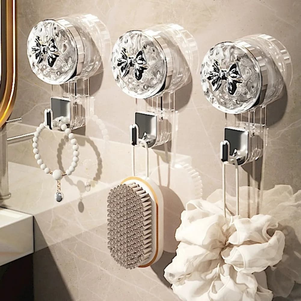 AEE2-Portable Ganci a ventosa Senza foro Porta del bagno Nessuna traccia Gancio per vuoto Appendere i vestiti Gancio appiccicoso Gancio da parete per la casa