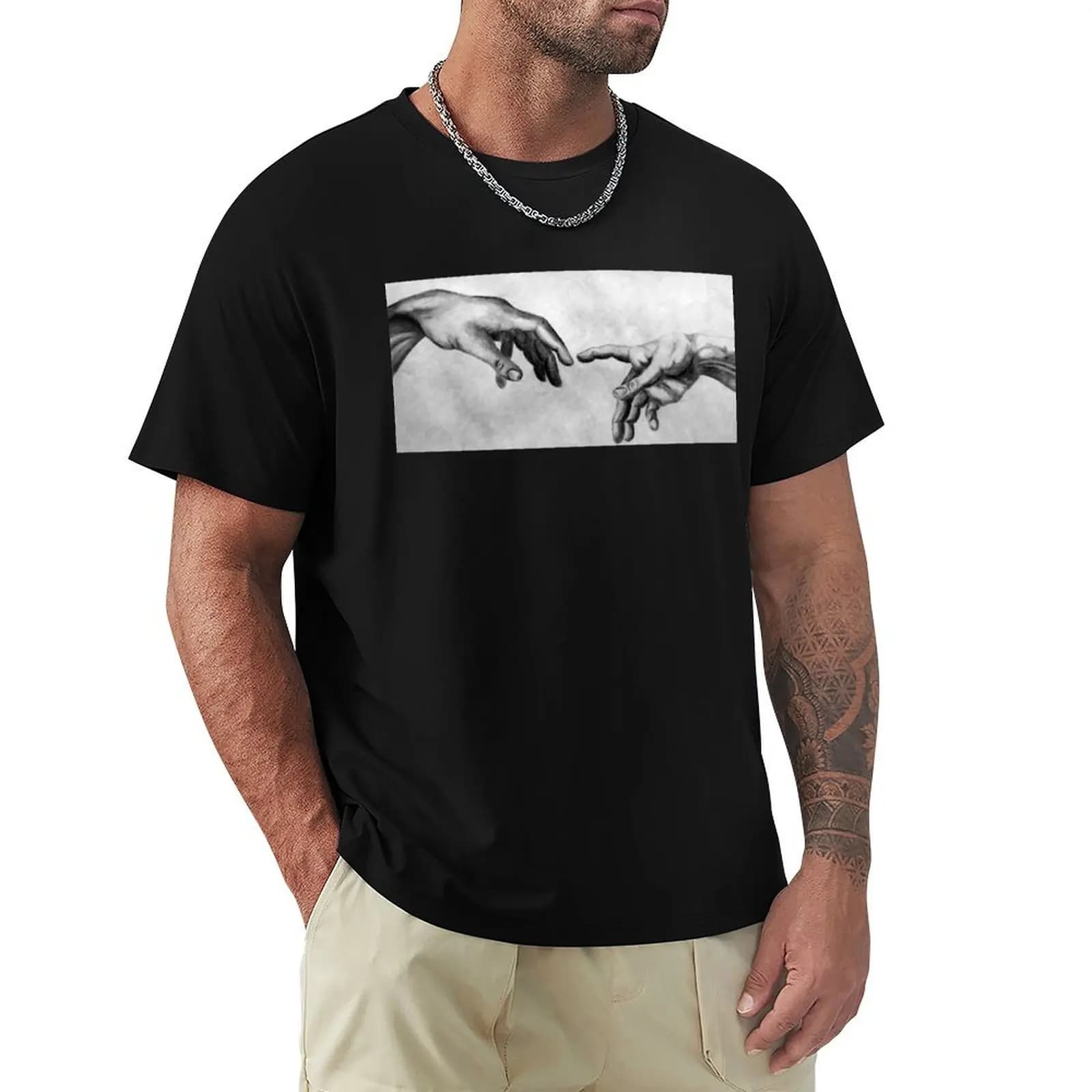 Michelangelo's Creation of Adam - Own Rendition T-Shirt Plus Size Outdoor Casual Top