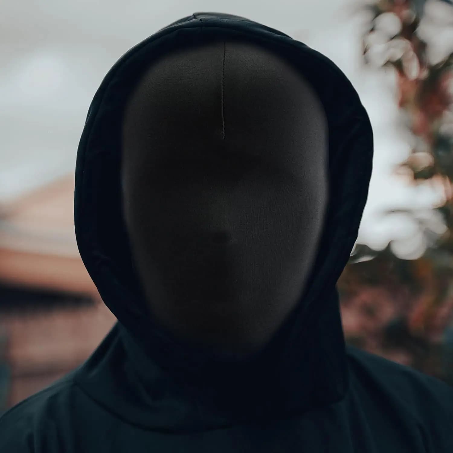 Maschera in spandex con copertura integrale nera di Halloween - Morph senza volto con copricapo per costume da festa per adulto