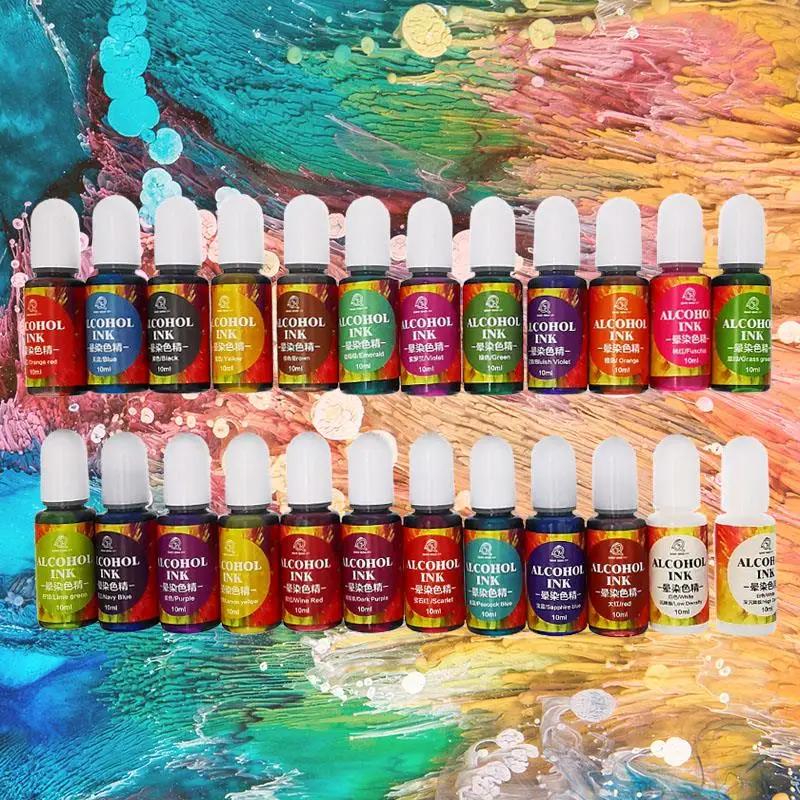 24 colori 10ml inchiostro artistico resina alcol pigmento liquido colorante tintura inchiostro diffusione per resina epossidica UV stampo artigianale creazione di gioielli fai da te