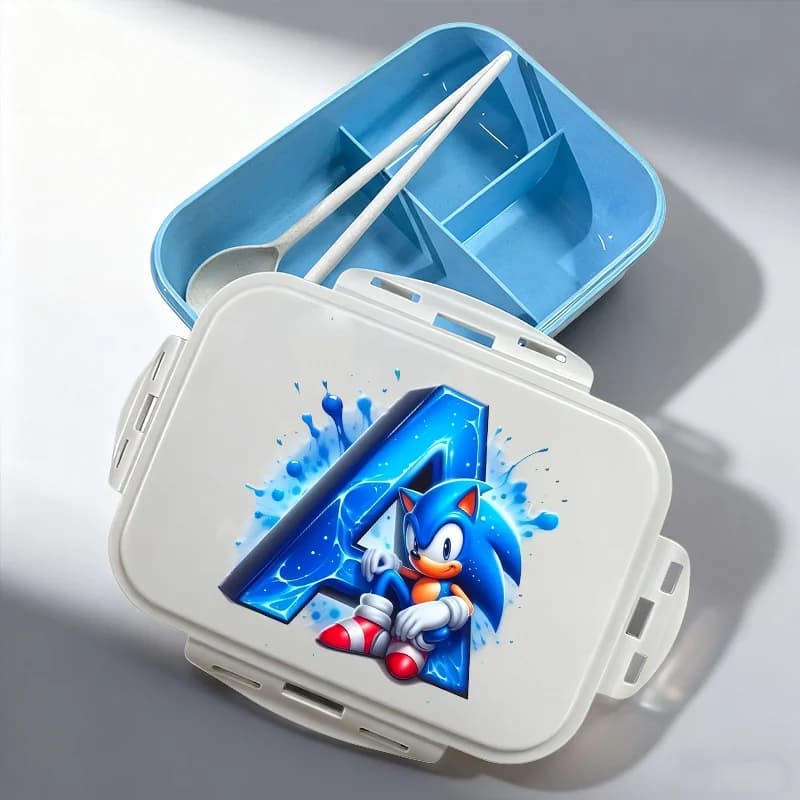 Sonics Lunch Box Bento Game Cartoon Letter A-Z Food Storage Containers Student School Picnic Lunchbox Office Dinner Case Gift