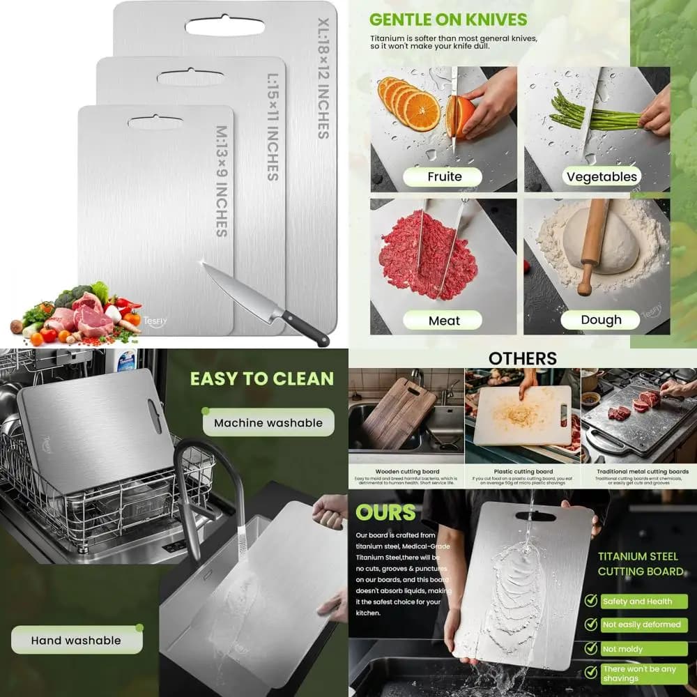 Pure titanium double-sided cutter: durable and easy to clean kitchen tool for healthy food preparation
