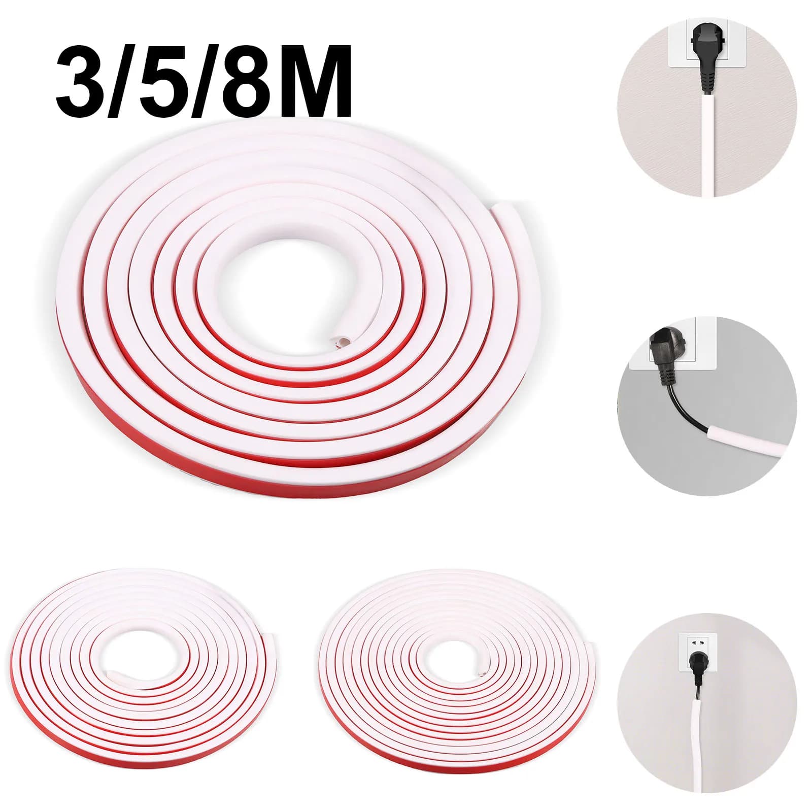 Kit di nascondine per cavi da 3/5/8M per montaggio a parete Coperture per cavi TV Gestione cavi da corsa Organizzatore di cavi Nascondi organizzatore di gestione cavi