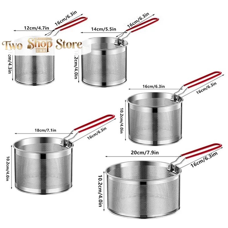 Stainless Steel Frying Basket, Kitchen Basket, Oil Pan, Colino, Noodles Spoon, Fries