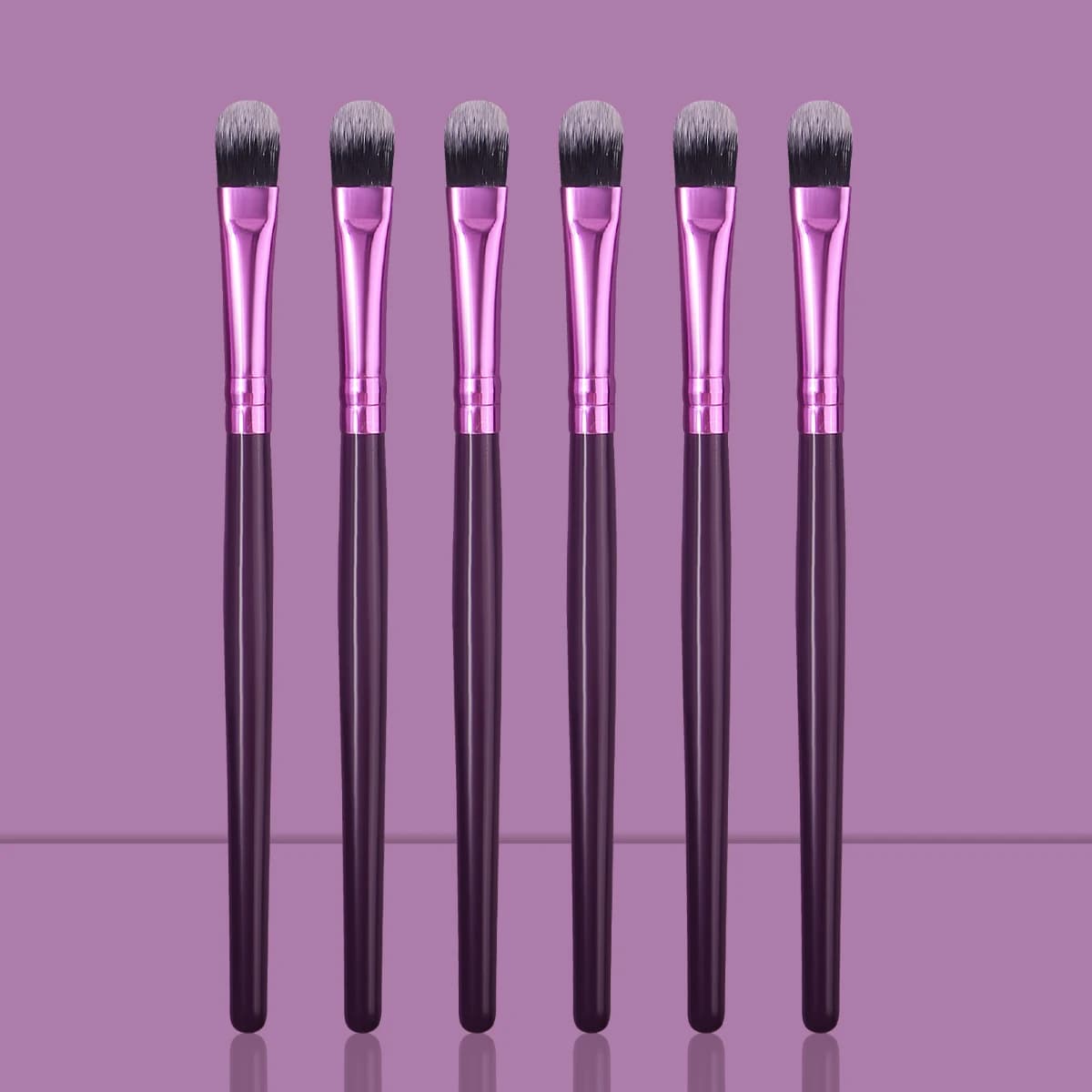 6 makeup brushes with soft wooden handle, suitable for eye shadow, eyebrow concealer and facial brushes, portable beauty tools