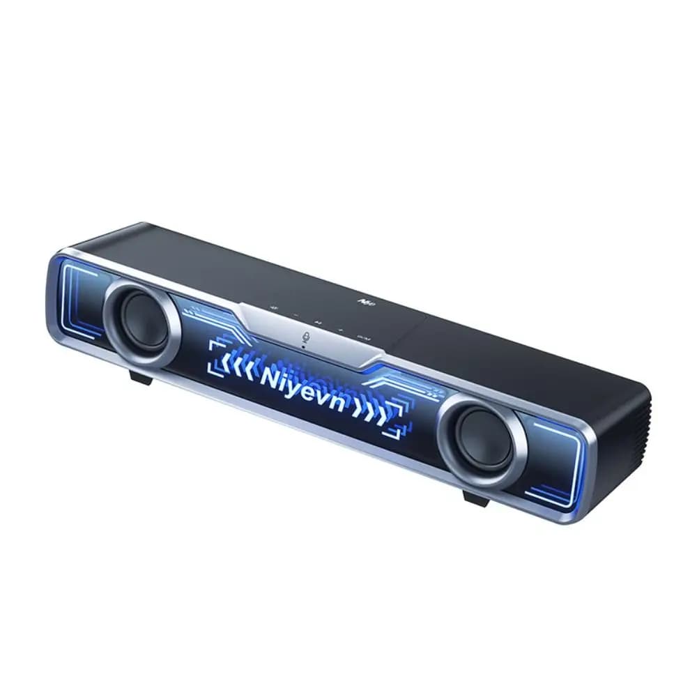 Altoparlante per computer desktop alimentato tramite USB con microfono Soundbar da scrivania cablato a bassa latenza Luci RGB Altoparlante soundbar Bluetooth