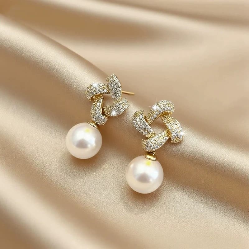 Orecchini pendenti con perle di moda coreana per gioielli da donna Trending Nuovi orecchini a rombo cavi in cristallo da donna di lusso Brincos