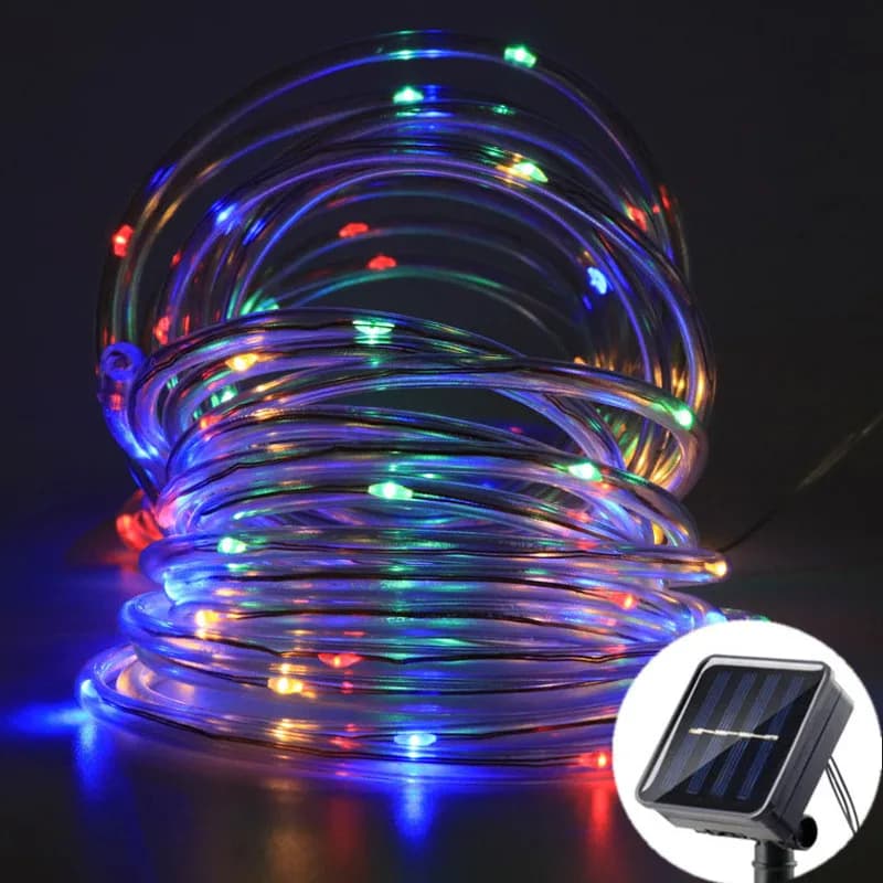 Luci a Corda Solari a 8 Modalità per Esterni, Decorazione Natalizia da Giardino, Lampada LED per Matrimoni e Feste all'Aperto