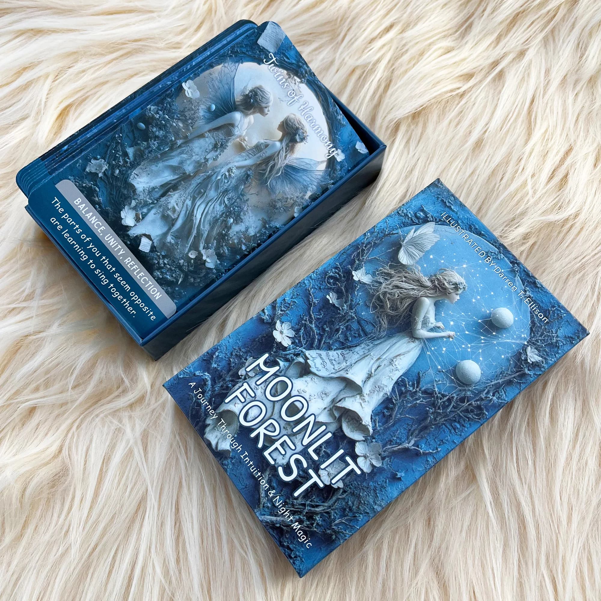 Mazzo di carte Oracle Moonlit Forest, design in rilievo blu, riflessione quotidiana, esplorazione di sé, giochi di carte, carte dei Tarocchi, 12*7 cm, 14+