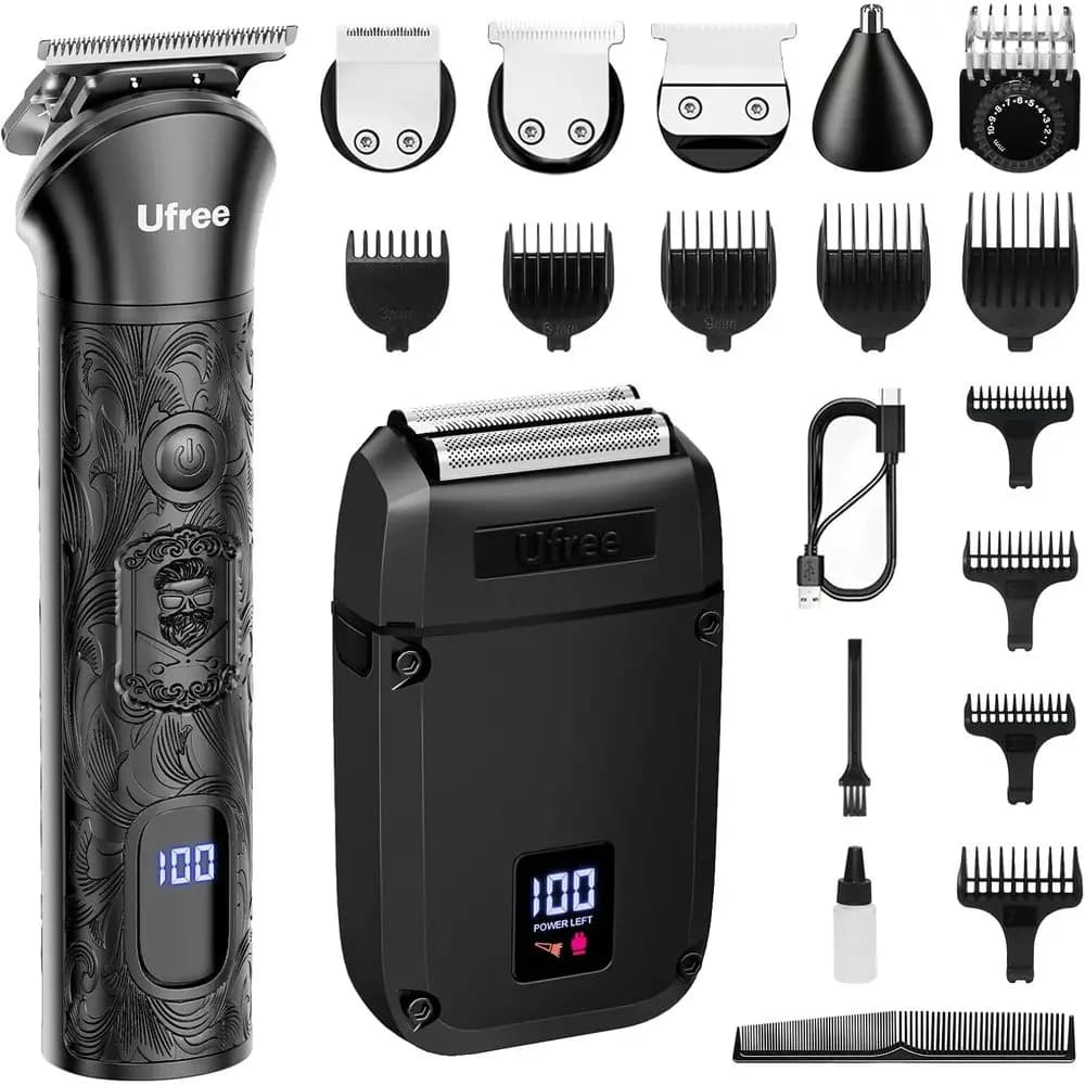 Kit per la cura della barba, del naso e delle orecchie da uomo, con regolabarba elettrico, rasoio e trimmer per baffi - Regalo di compleanno ideale