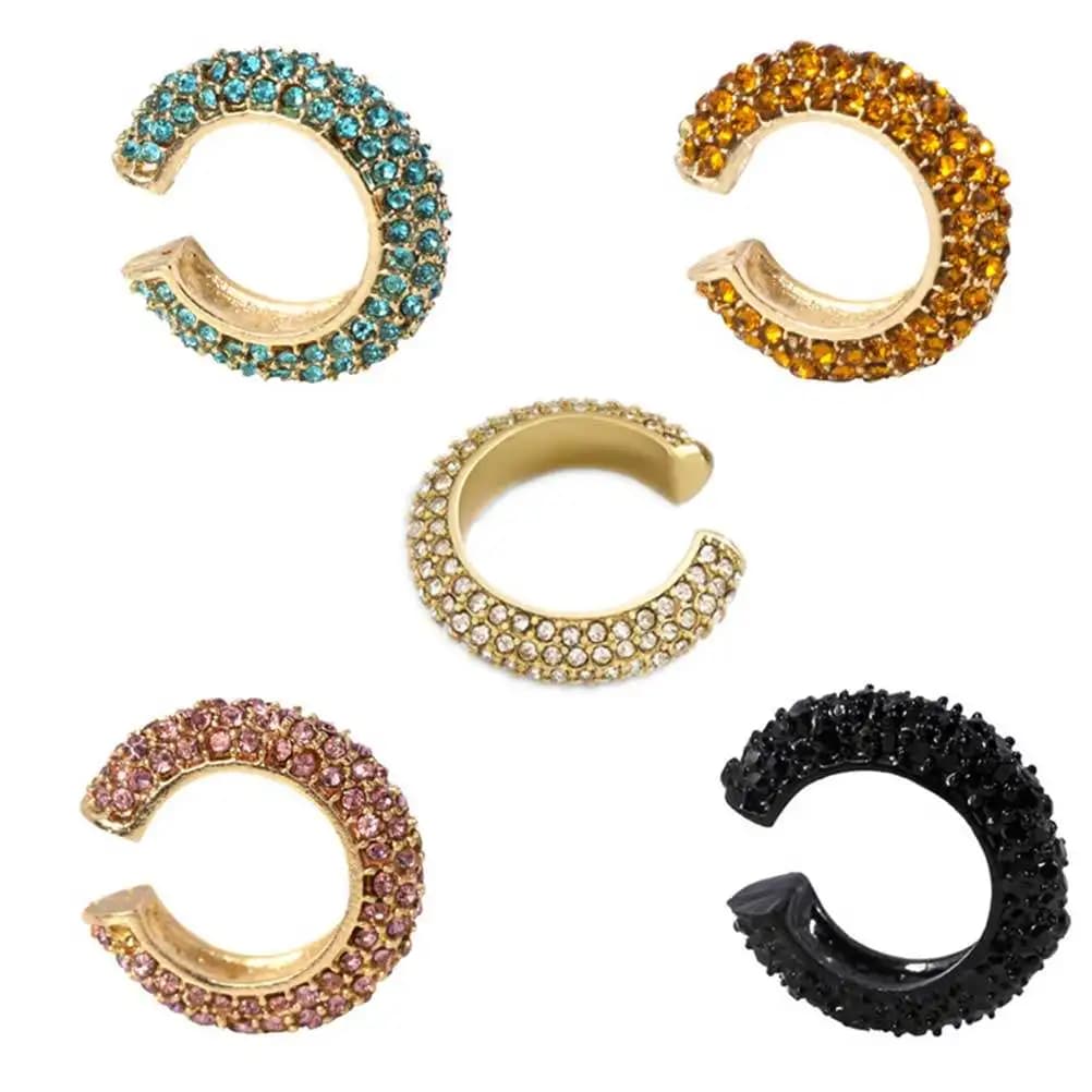 Orecchini a Clip a Forma di C in Lega con Strass, Eleganti e Leggeri, per Donne, Gioielli Decorativi alla Moda per Viaggi e Uso Quotidiano