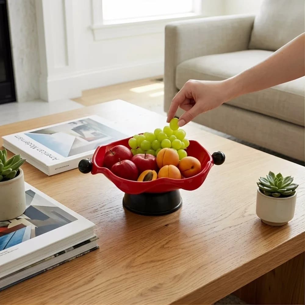 Piatto per Frutta Secca, Vassoio per Snack alla Frutta, Cesto Porta Caramelle in Plastica con Manico Sferico, Organizzatore per Conservazione, Piatto Espositivo per Stoviglie