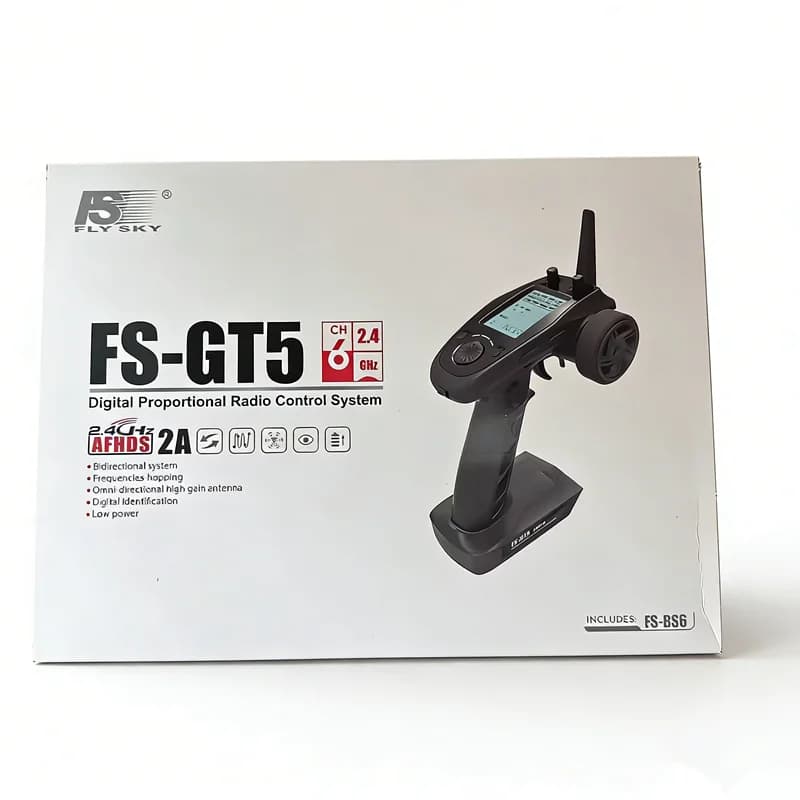 Radiocomando Flysky FS-GT5 6CH con Giroscopio, AFHDS 2A, per Auto/Barca RC, con Ricevitore, Allarme Vibrazione, Tuning ABS
