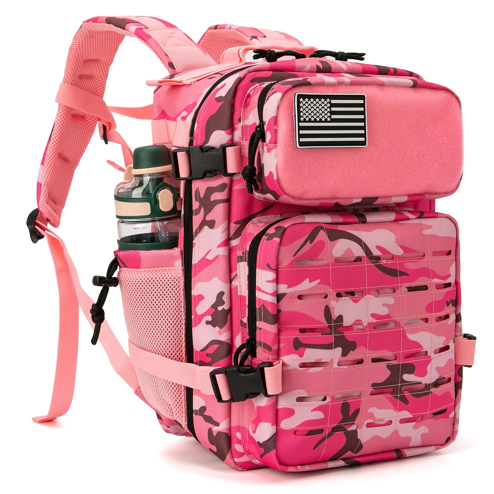 Zaino tattico da 25L/45L per donna/uomo Zaino da sopravvivenza Molle con taglio laser Zaino da palestra con doppio portabicchieri