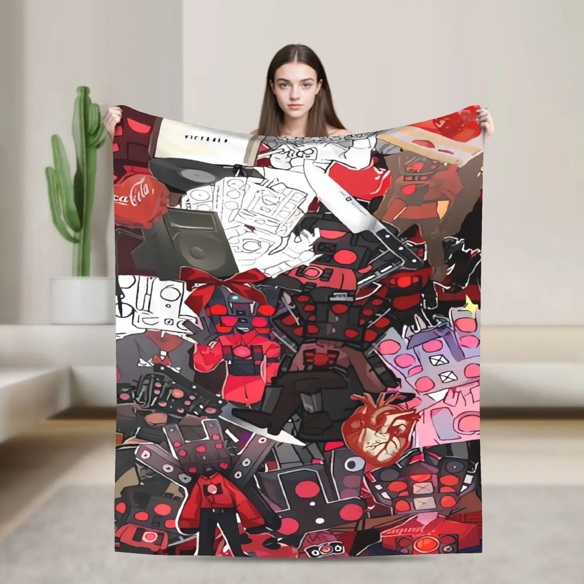 Warm Blanket Travel Skibidi Toilet Speakerman (3) Throw Blanket Flannel Bedspread For Outdoor Funny Sofa Bed Cover