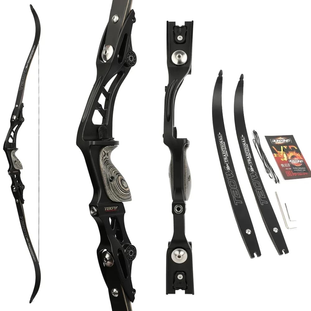 Tiro con l'arco 62 '' Arco ricurvo 25-60 libbre Interfaccia ILF Manico CNC 19" Arco diviso RH Arco da caccia all'aperto Competizione Takedown Arco