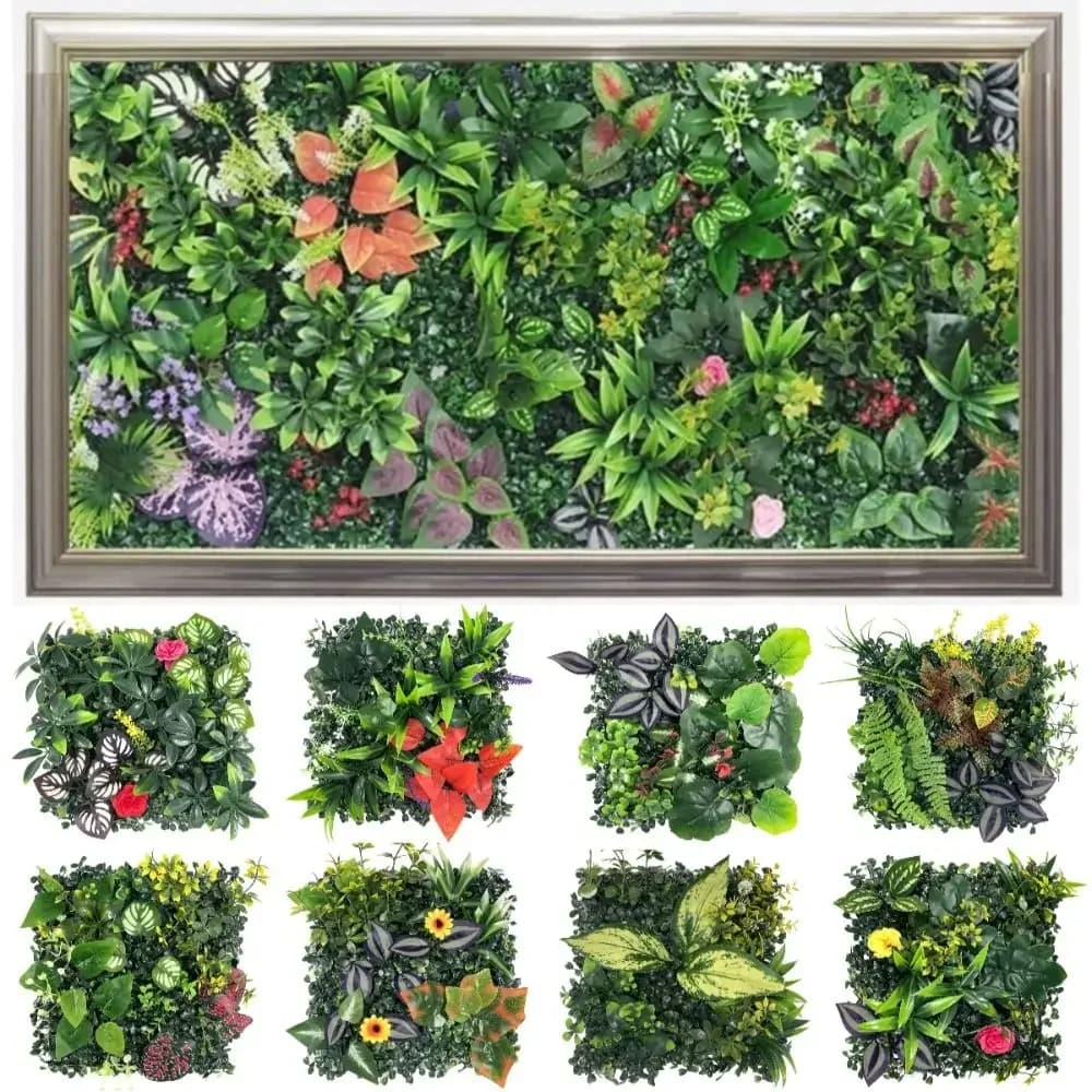 Artificial Vegetal Wall Panel Fai-da-te, Eternal Sunflower, Artificial Eucalyptus Mat 25x25cm, Artificial Grass Felt Resistant