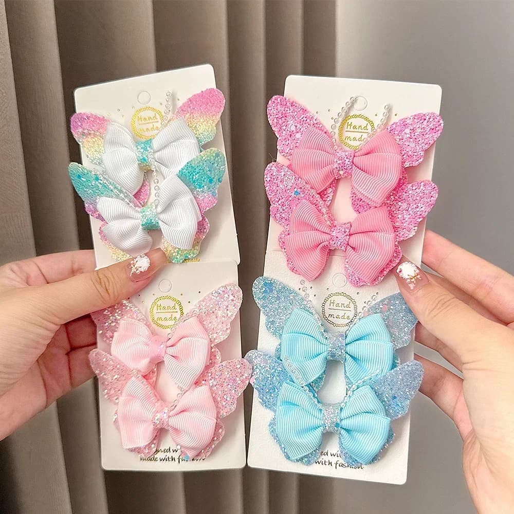 ARCHI RAINBOW 3.15 ''Pinze per capelli con farfalla glitterata per le donne Ragazze Forcine per bambini Mollette carine Accessori per la testa dei bambini 2 pezzi / lotto