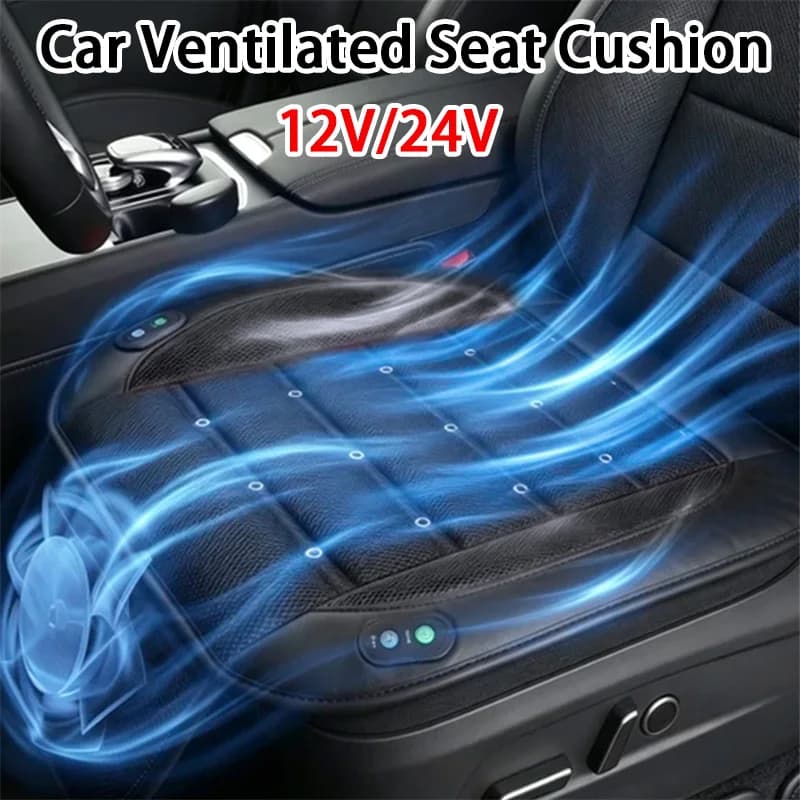 12V/24V Car Summer Ventilated Seat Cushion Soft and Comfortable Adjustable Fan Breathable Cooling Seat Cushion for Most Car
