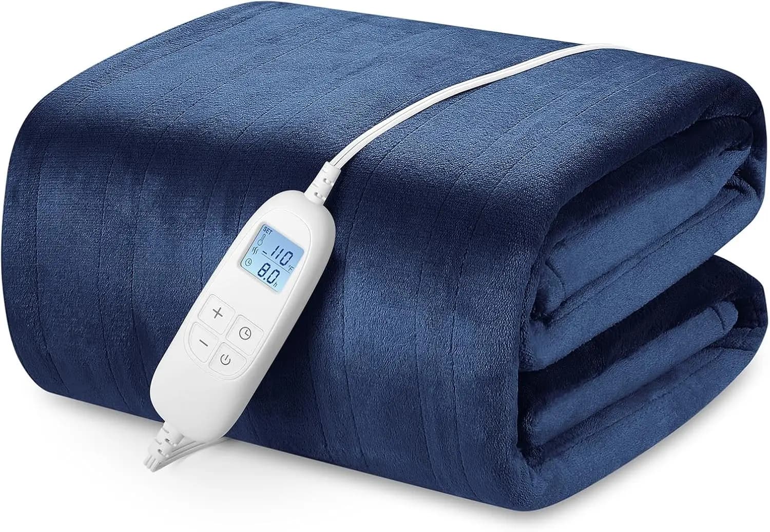 Coperta Elettrica Riscaldata Misura Queen con 6 Livelli di Calore, Timer di Spegnimento Automatico, Flanella Ultra Morbida, Lavabile in Lavatrice, Blu