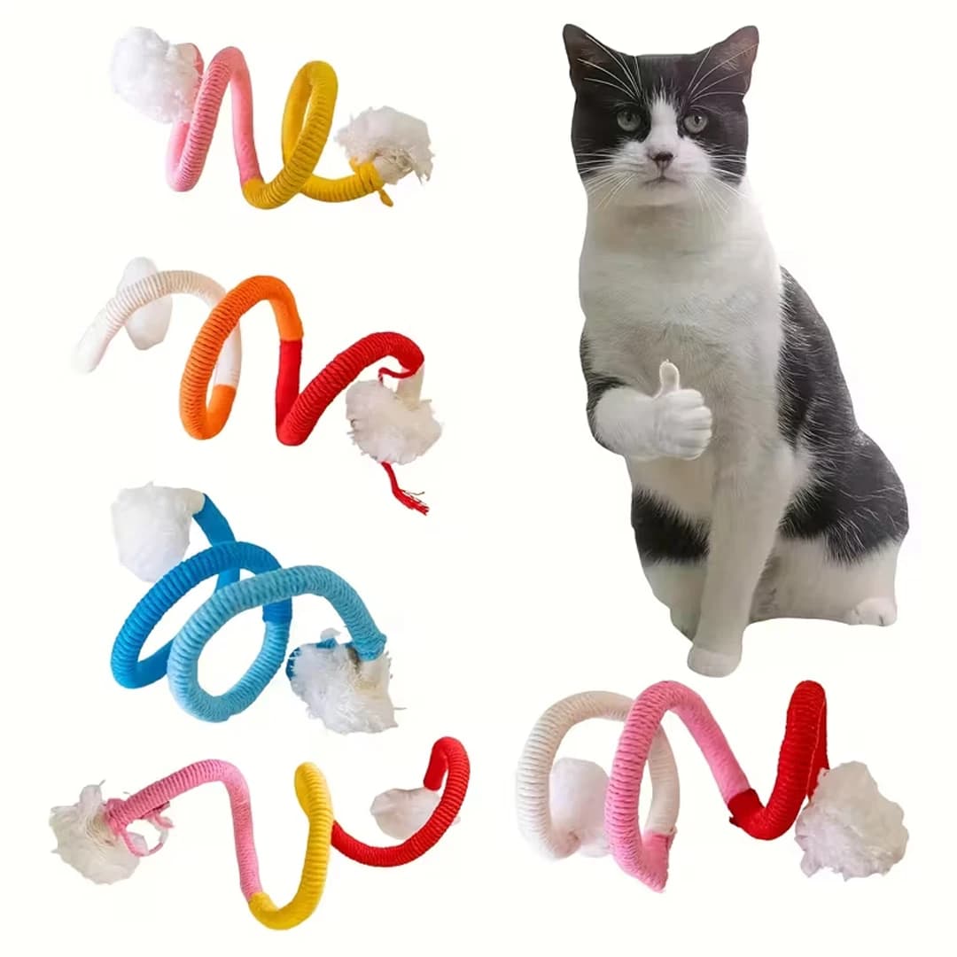 Giocattolo Interattivo per Gatti, Corda da Masticare per la Dentizione, Resistente ai Morsi, per la Pulizia dei Denti e la Cura Dentale, Gioco per Gattini