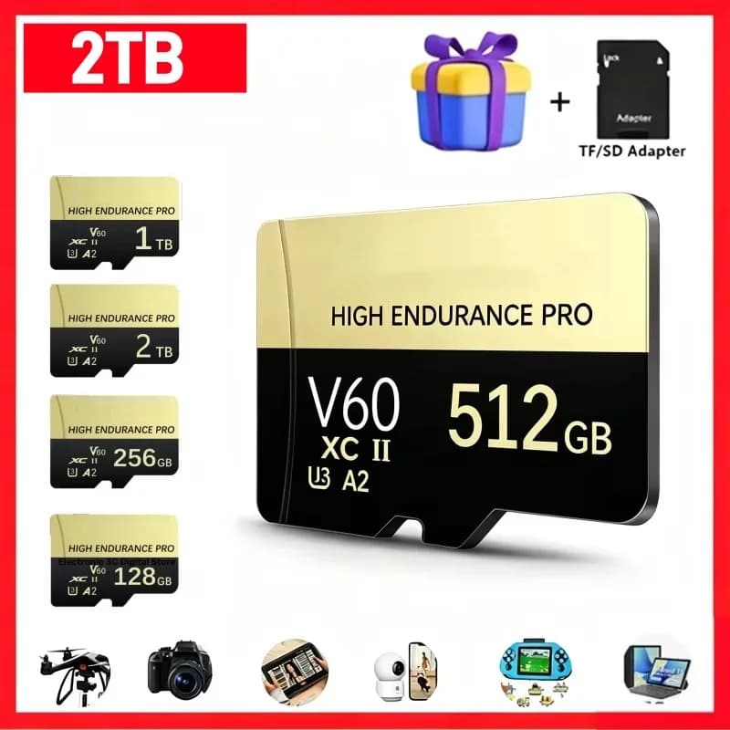 SD Card Memory Card 512GB 1TB High Speed TF Flash Card 4K Full HD Video Micro SD Card 128GB 256GB 512GB For Camera PC New
