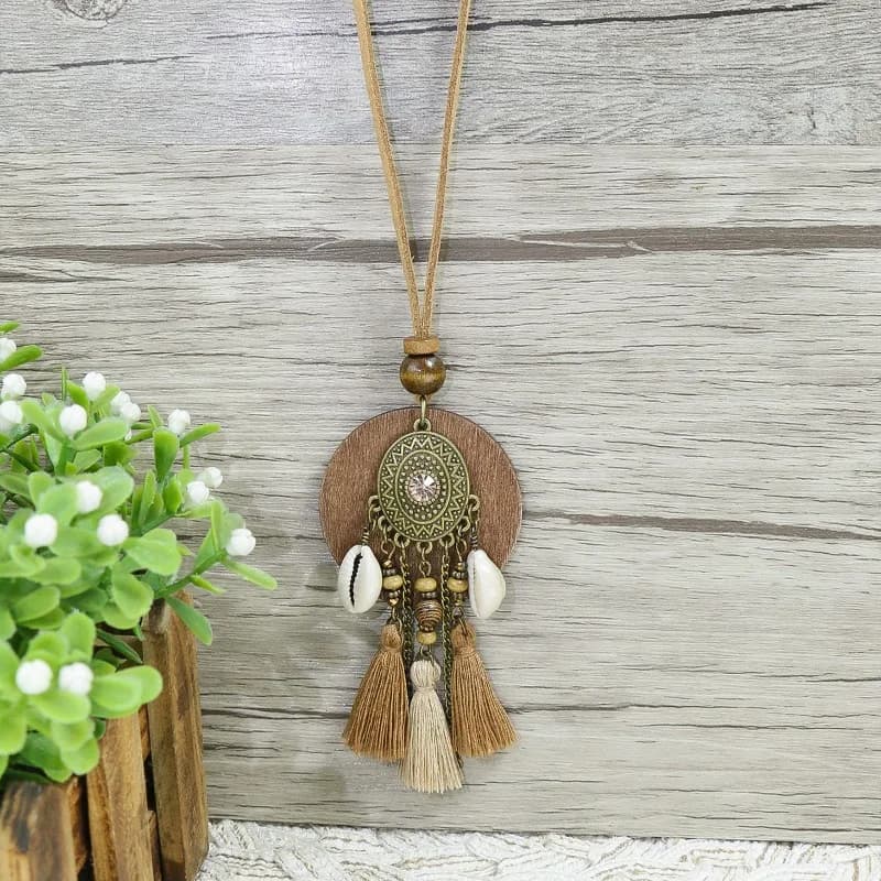 Bohemian Long Sweater Chain Wooden Tassel Necklace Vintage Ethnic Women's Necklace Exquisite European and American Accessories
