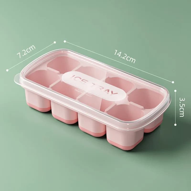 Nuovo stampo per cubetti di ghiaccio in silicone con coperchio fai-da-te 8 griglie fondo morbido stampo per cubetti di ghiaccio quadrato frutta cubetti di ghiaccio vassoio utensili da bar da cucina