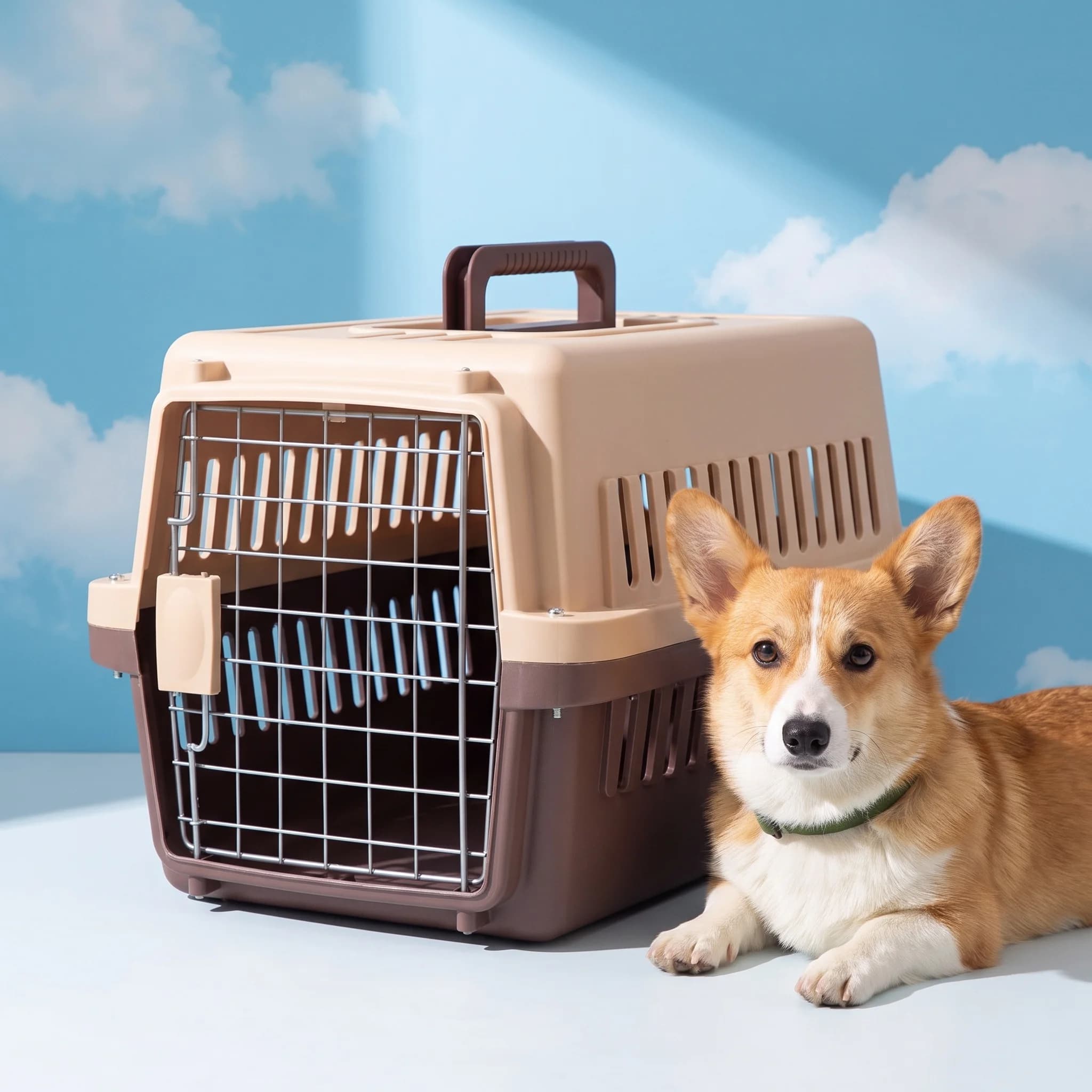 Outdoor Pet Airline Carrier Cat Dog Portable Travel Car Crate Cage Kennel Ventilated Durable Comfort Airport Flight Easy Clean