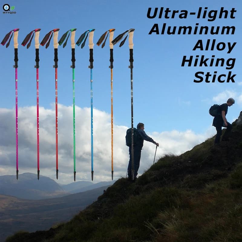Trekking Sticks – Folding Sticks in Aluminium Alloy 5 Ultra-Legger Sections for Hiking, Trail Running and Mountaineering