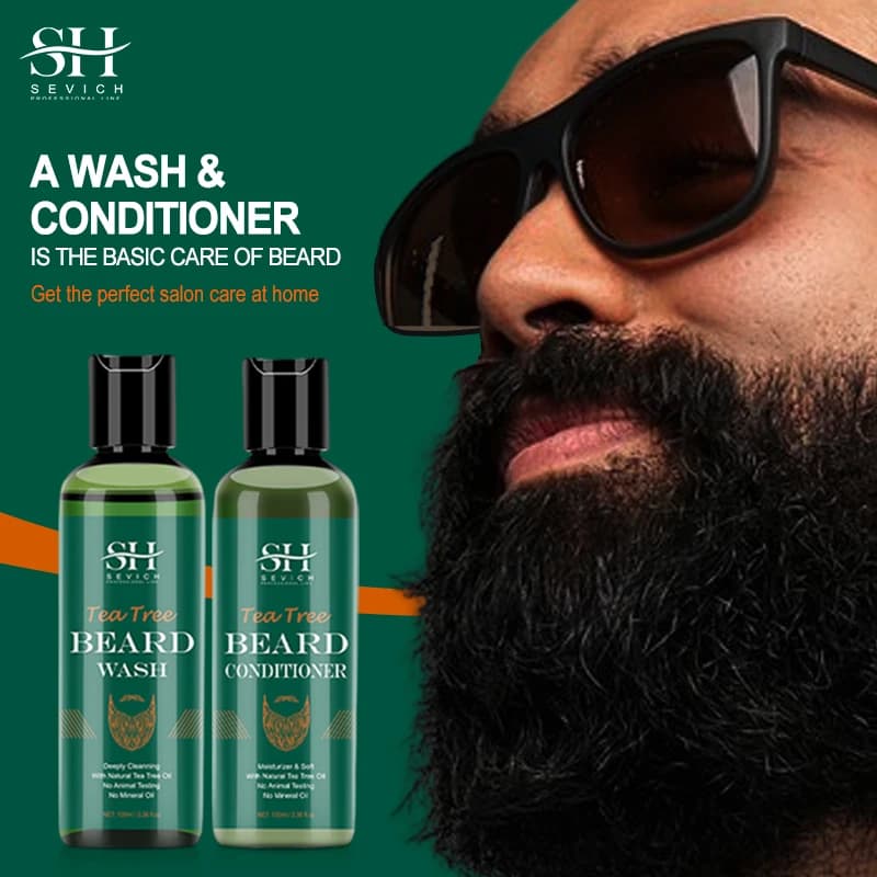 Men Organic Natural Beard Care Set Mild Not Irritate Beard Growth Shampoo Styling Moisturizing Beard Conditioner Beard Care Kit