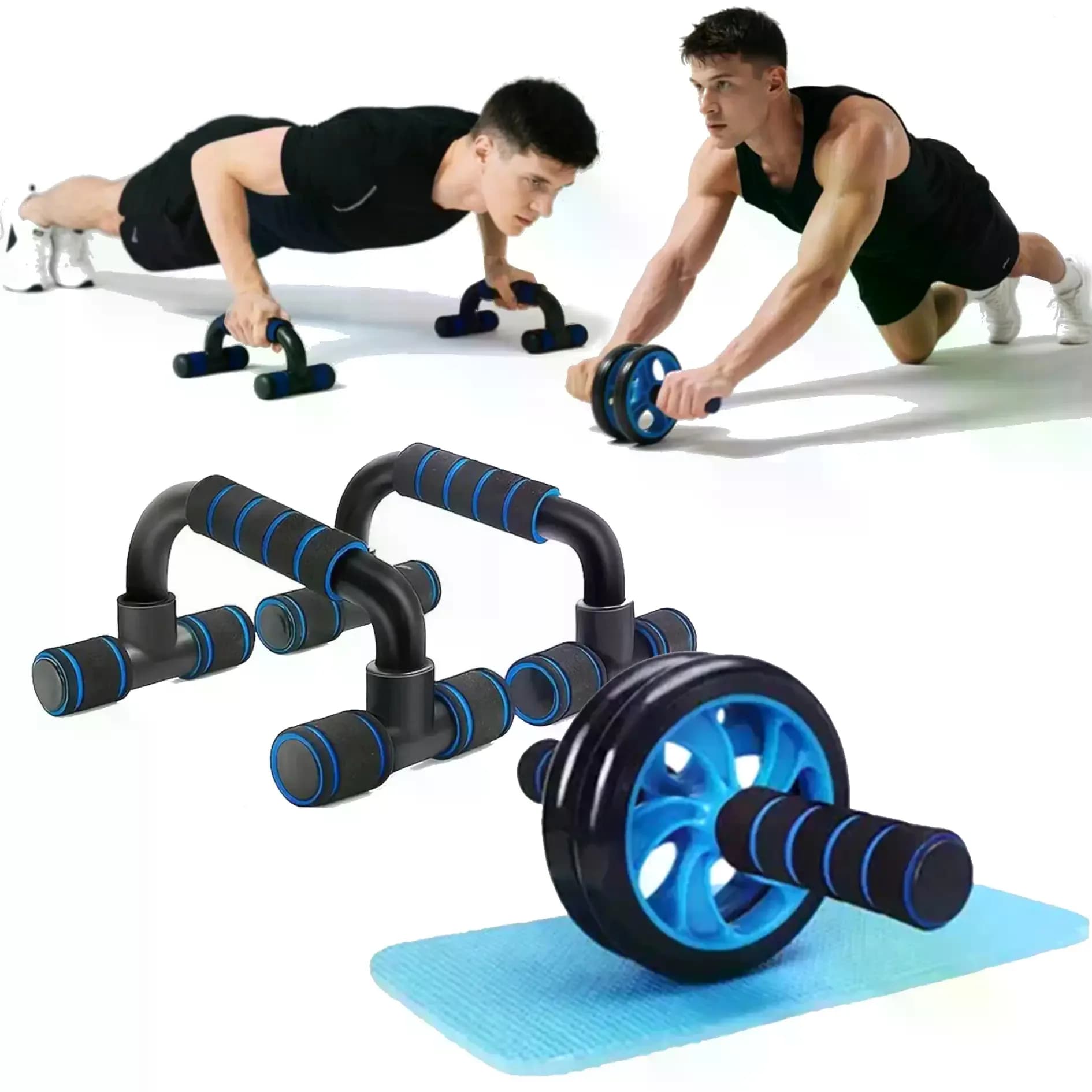 Dual-Wheel Ab Roller Fitness Wheel – Home Workout Equipment, Stable Silent PVC Abdominal Machine, Ergonomic Foam Handles, Core Workout Gear with Knee Pad, Abdominal Workout Machine