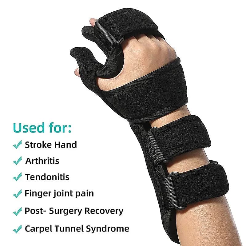 Stroke Hand Brace Support Adjustable Finger Night Splint Orthopedic Wrist Rest for Arthritis Tendonitis Rehabilitation