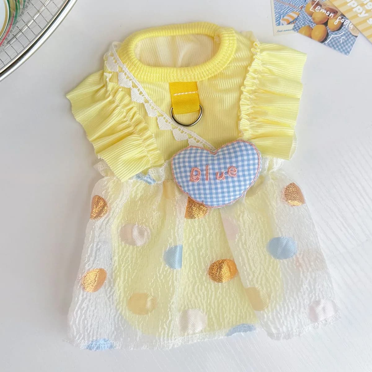 Vestiti estivi per animali domestici gonna a bolle gialla protezione solare traspirante rispetto alla camicia da condizionatore d'aria loungewear per cani e gatti