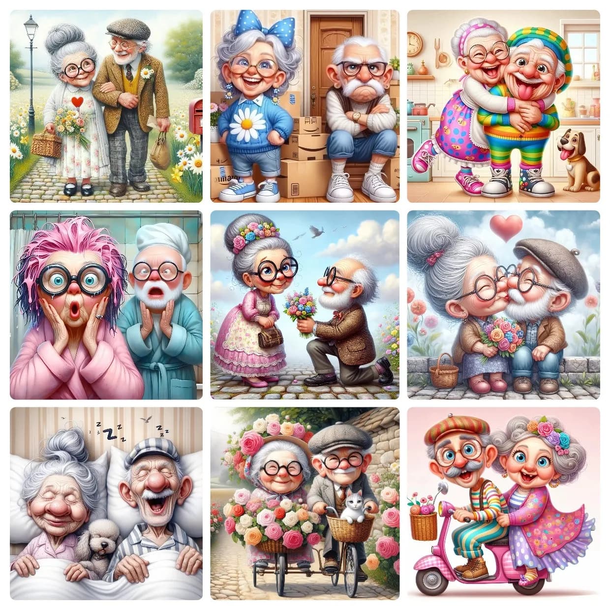 Acrylic Paint By Numbers Romantic Old Couple Painting By Numbers on Canvas Coloring By Number for Adults Paint Digital Art