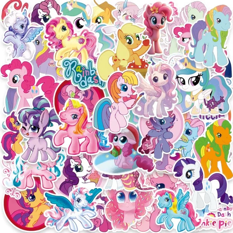 50 Adesivi My Little Pony, Simpatici Cartoni Animati di Twilight Sparkle, Decorazioni per Telefono, Quaderno, Borraccia Rosa, Fluttershy, Adesivi Premio