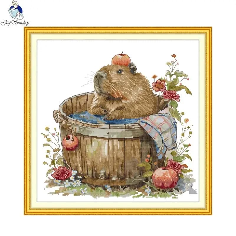 Joy Sunday Capybara Animal Style cross-stitch Kit fai da te 16CT 14CT 11CT ricamo cucito a mano artigianato Hobby Package