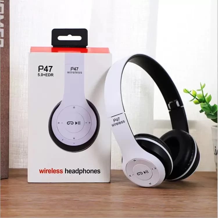 P47 Cuffie wireless Bluetooth 5.0 pieghevoli con bassi stereo HIFI e microfono con adattatore USB per iPhone