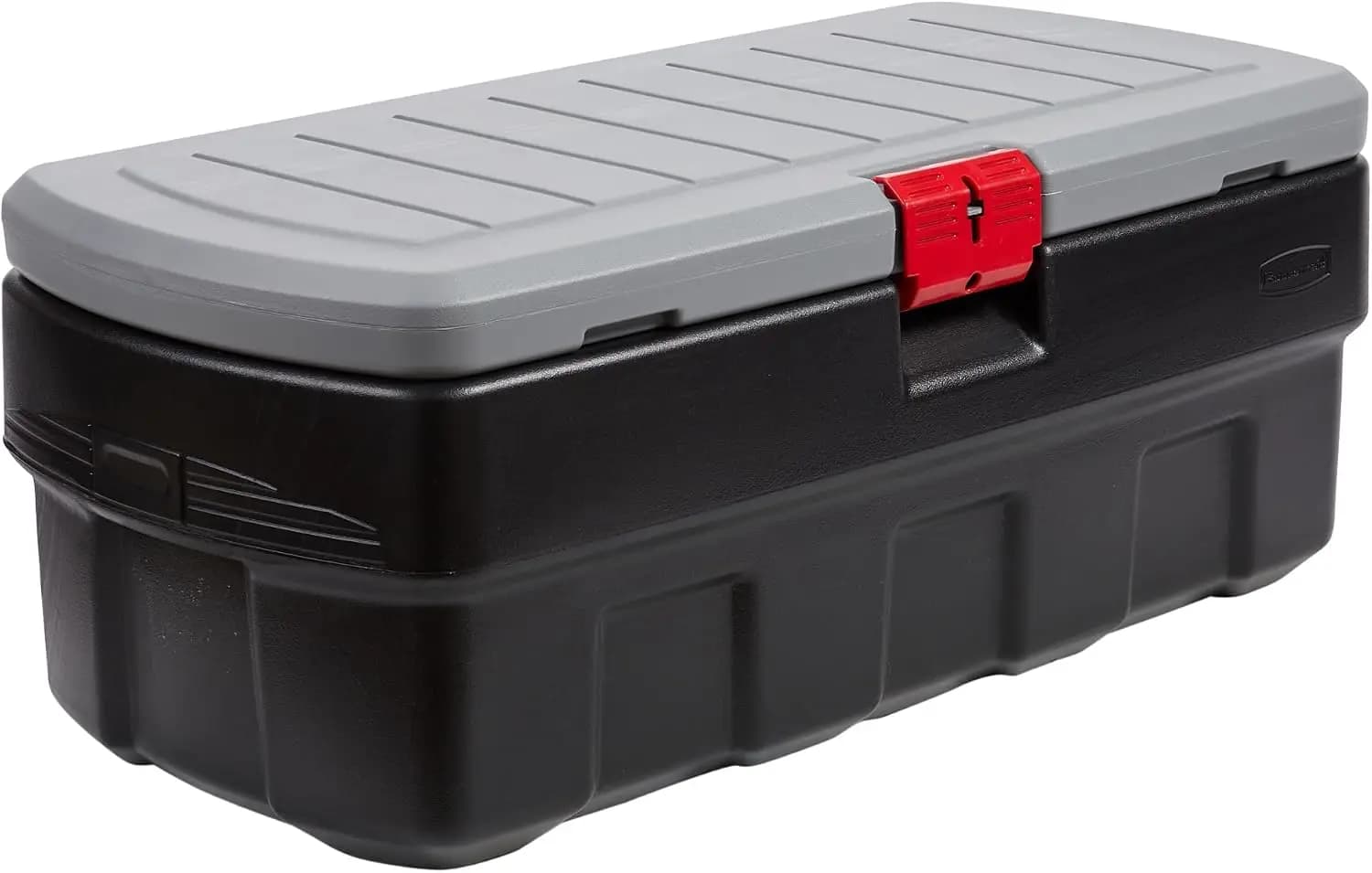 48 Gallon Lockable Storage Box Container with Latch, Indoor and Outdoor Organizer for Home, Garage, Backyard, Black