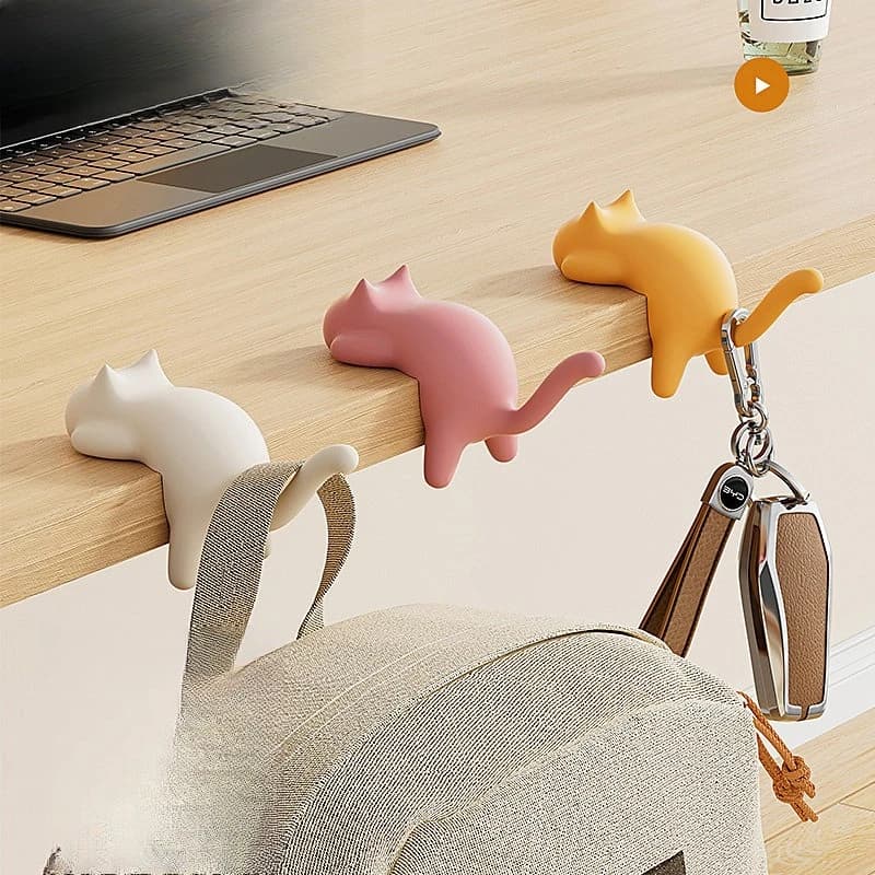 Cat Schoolbag Hook Table Seamless Free Punching Side Multifunction Bag Hanger