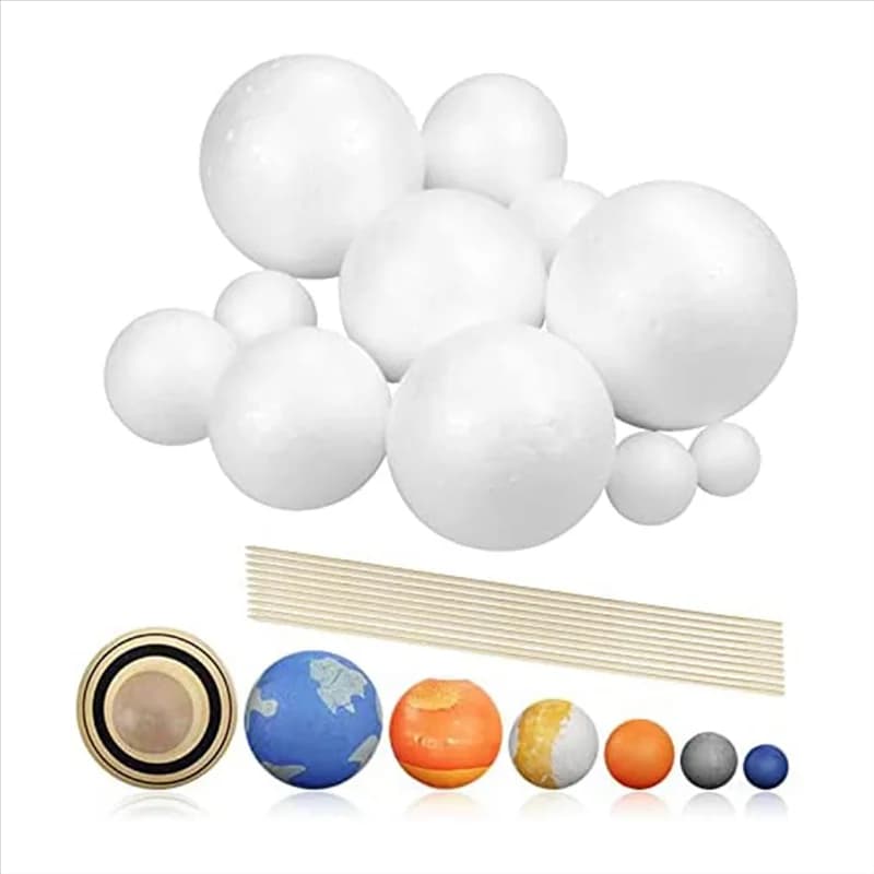 Solar system design kit, planetary handicraft 14 spheres of mixed size polystyrene for school scientific projects
