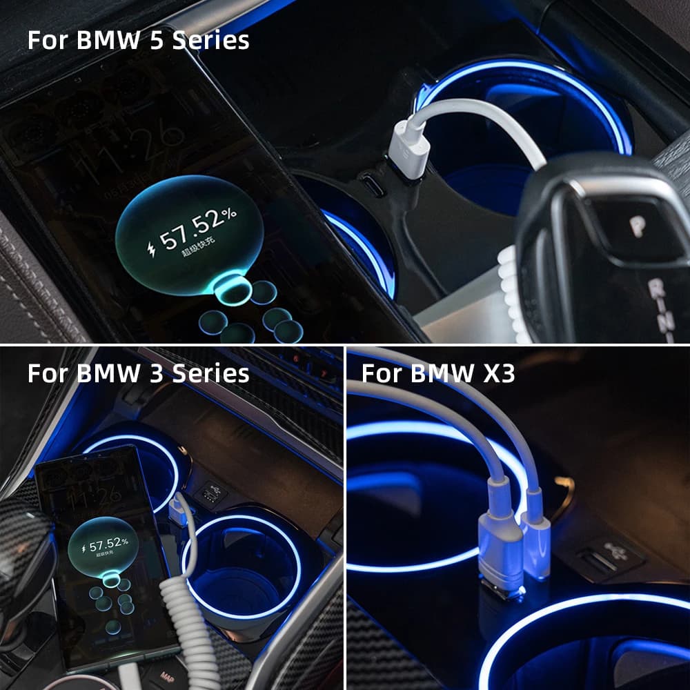 For BMW Series 3 4 5 6 GT G30 G20 X3 X4 G01 G02 Docking Station 22.5 W Quick Charger Hub USB Shunt Power Splitter Battery Charger Type-C