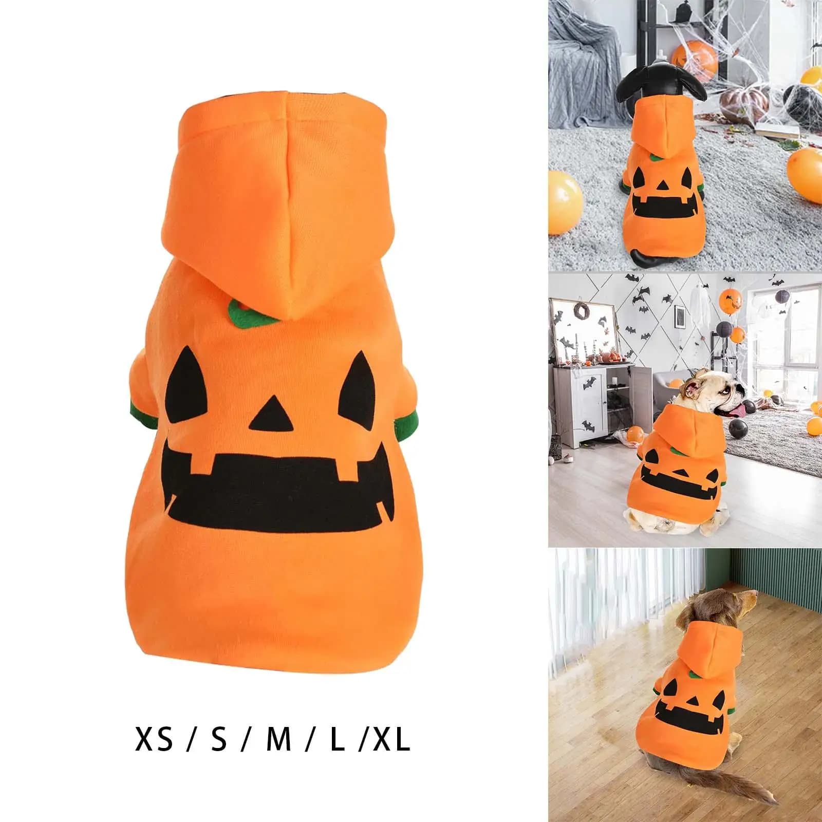 Felpa con cappuccio per cuccioli, cane, gatto, zucca di Halloween, costume in maschera per la festa